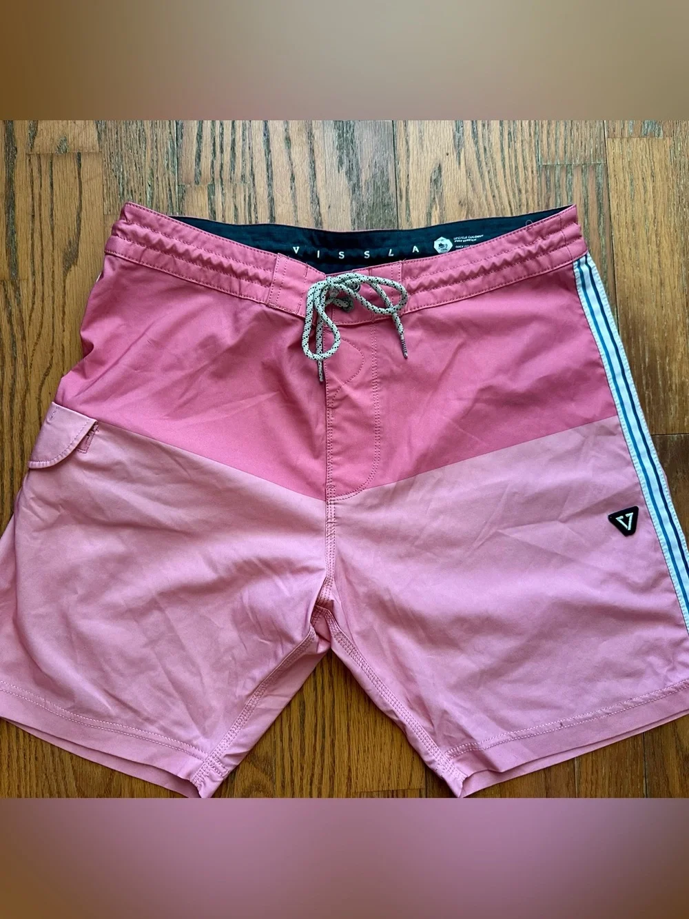 VISSLA Two-Tone Pink Hybrid Board Shorts